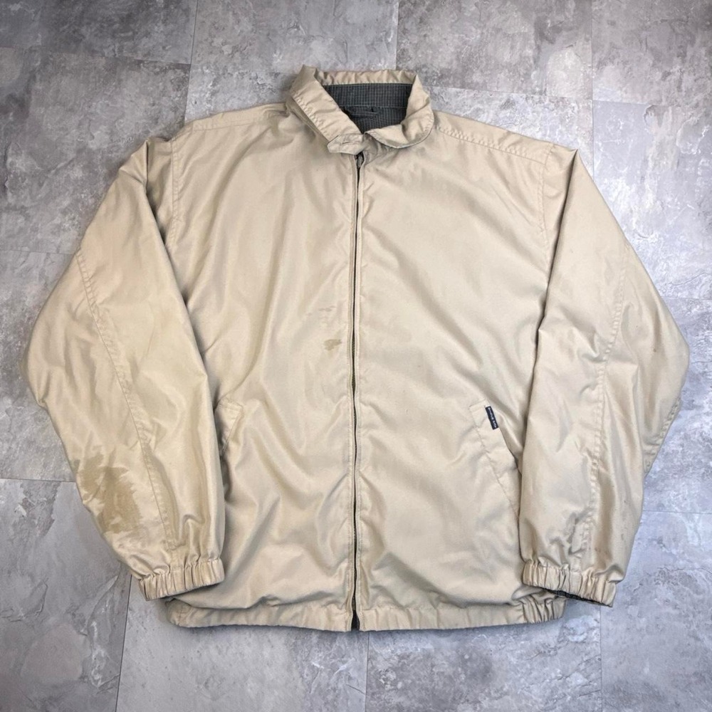 Beige distressed vintage bomber style jacket size xl
